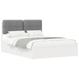 Letto con Testiera Rivestita Grigio chiaro 135 x 190 cm