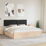 Letto con Testiera Rivestita Nero 180 x 200 cm Pino massello