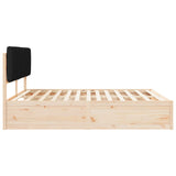 Letto con Testiera Rivestita Nero 180 x 200 cm Pino massello