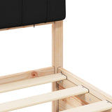 Letto con Testiera Rivestita Nero 140 x 200 cm Pino massello