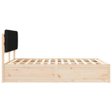 Letto con Testiera Rivestita Nero 140 x 200 cm Pino massello