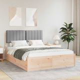 Letto con Testiera Rivestita Grigio chiaro 140 x 190 cm