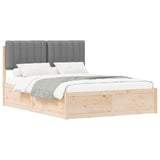 Letto con Testiera Rivestita Grigio chiaro 140 x 190 cm
