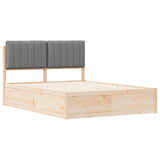Letto con Testiera Rivestita Grigio chiaro 140 x 190 cm