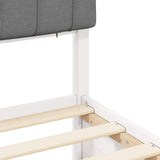 Letto con Testiera Rivestita Grigio chiaro 140 x 190 cm