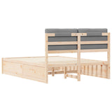 Letto con Testiera Rivestita Grigio chiaro 135 x 190 cm