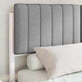 Letto con Testiera Rivestita Grigio chiaro 135 x 190 cm