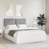 Letto con Testiera Rivestita Grigio chiaro 135 x 190 cm