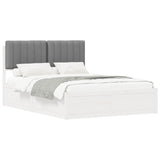 Letto con Testiera Rivestita Grigio chiaro 135 x 190 cm