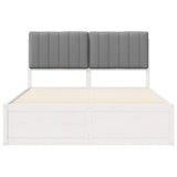 Letto con Testiera Rivestita Grigio chiaro 135 x 190 cm
