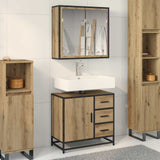 Set di mobili per il bagno 2 pz Rovere artigianale