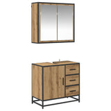 Set di mobili per il bagno 2 pz Rovere artigianale