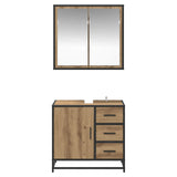Set di mobili per il bagno 2 pz Rovere artigianale