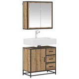 Set di mobili per il bagno 2 pz Rovere artigianale