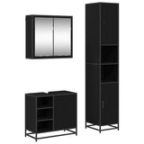 Set di mobili per il bagno 3 pcs Rovere Nero Legno truciolato