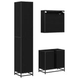 Set di mobili per il bagno 3 pcs Rovere Nero Legno truciolato
