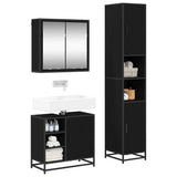 Set di mobili per il bagno 3 pcs Rovere Nero Legno truciolato