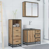 Set di mobili per il bagno 3 pz Rovere artigianale