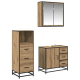 Set di mobili per il bagno 3 pz Rovere artigianale