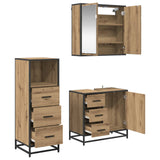 Set di mobili per il bagno 3 pz Rovere artigianale