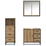 Set di mobili per il bagno 3 pz Rovere artigianale