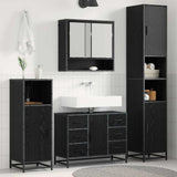 Set di mobili per il bagno 4 pcs Rovere Nero Legno truciolato