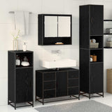 Set di mobili per il bagno 4 pcs Rovere Nero Legno truciolato