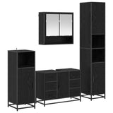 Set di mobili per il bagno 4 pcs Rovere Nero Legno truciolato