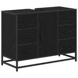 Set di mobili per il bagno 4 pcs Rovere Nero Legno truciolato