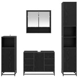 Set di mobili per il bagno 4 pcs Rovere Nero Legno truciolato