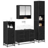 Set di mobili per il bagno 4 pcs Rovere Nero Legno truciolato