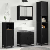 Set di mobili per il bagno 4 pcs Rovere Nero Legno truciolato