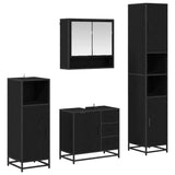 Set di mobili per il bagno 4 pcs Rovere Nero Legno truciolato