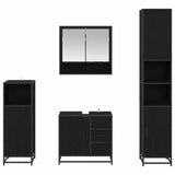 Set di mobili per il bagno 4 pcs Rovere Nero Legno truciolato