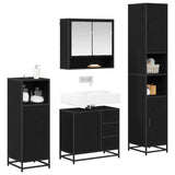 Set di mobili per il bagno 4 pcs Rovere Nero Legno truciolato