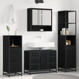 Set di mobili per il bagno 4 pcs Rovere Nero Legno truciolato