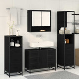 Set di mobili per il bagno 4 pcs Rovere Nero Legno truciolato