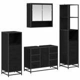 Set di mobili per il bagno 4 pcs Rovere Nero Legno truciolato
