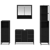 Set di mobili per il bagno 4 pcs Rovere Nero Legno truciolato