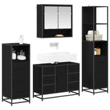 Set di mobili per il bagno 4 pcs Rovere Nero Legno truciolato