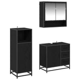 Set di mobili per il bagno 3 pcs Rovere Nero Legno truciolato
