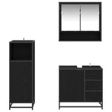 Set di mobili per il bagno 3 pcs Rovere Nero Legno truciolato
