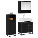 Set di mobili per il bagno 3 pcs Rovere Nero Legno truciolato