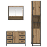 Set di mobili per il bagno 3 pz Rovere artigianale