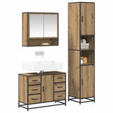 Set di mobili per il bagno 3 pz Rovere artigianale