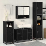 Set di mobili per il bagno 3 pcs Rovere Nero Legno truciolato