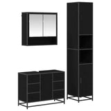 Set di mobili per il bagno 3 pcs Rovere Nero Legno truciolato