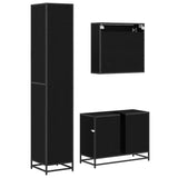 Set di mobili per il bagno 3 pcs Rovere Nero Legno truciolato