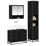 Set di mobili per il bagno 3 pcs Rovere Nero Legno truciolato