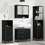 Set di mobili per il bagno 4 pcs Rovere Nero Legno truciolato